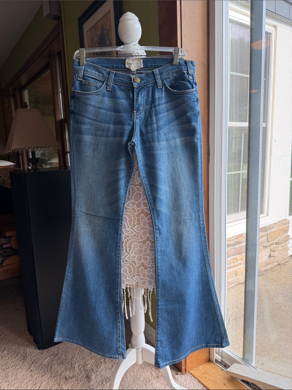 Current/Elliott Blue Flared Wide-Leg Jeans